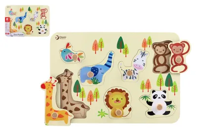 Produktbild von CLASSIC WORLD Tierpuzzle aus Holz mit Pins Match the Shapes Puzzle 8 Teile