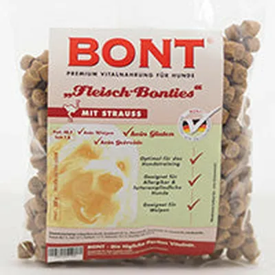 Produktbild von Fleisch-Bonties Tierfutter mit Straußenfleisch 500g