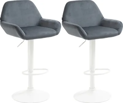 Produktbild von 2er Set Barhocker HLO-CP8 Samt weiß  dunkelgrau