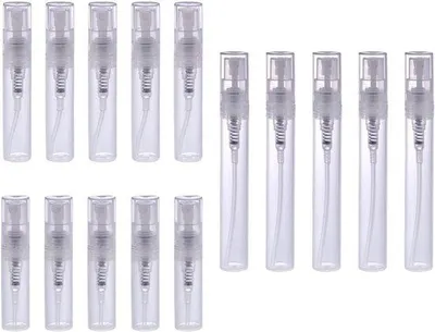 Produktbild von Mini-Sprühflaschen - Set von 15 Stück, transparent und tragbar - Kunststoff-Parfümflaschen - Nachfüllbare Sprayflaschen 2 ml/3 ml/5 ml