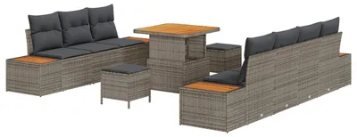 Immagine prodotto di Set divano da giardino vidaXL con cuscini, 10 pezzi, grigio