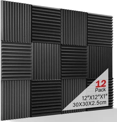 Immagine prodotto di Schiuma fonoassorbente - acustica per ufficio e studio - 12 pezzi - nero - 30x30 cm