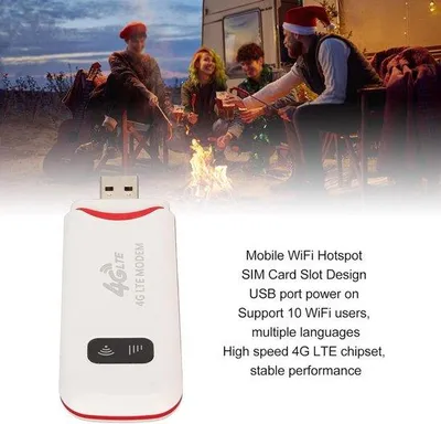 Obrázek produktu pro 4G LTE Wi-Fi modem se slotem pro SIM kartu – mobilní bezdrátový síťový router – vysoká rychlost 300 Mb/s – sdílení pro 10 uživatelů – telefon, PC, notebook, tablet