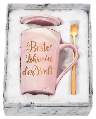 Immagine prodotto di Solidchoice - Tazza da caffè in marmo per insegnanti, con coperchio e cucchiaino