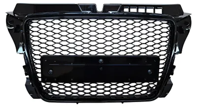 Kühlergrill + PDC Halter SCHWARZ GLANZ für Audi A3 S3 8P 2008-2013 Facelift – Produktansicht