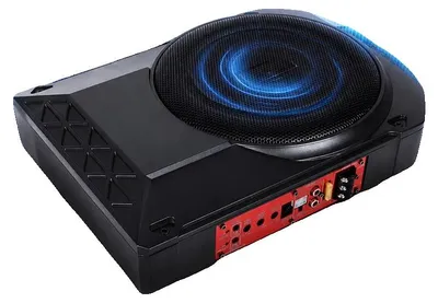 Obrázek produktu pro Subwoofer, maximální výkon 800 W, RMS výkon 250 W, impedance 2,6 Ω, frekvenční rozsah 20 Hz - 150 Hz, rozměry 35,5 cm x 28 cm x 8 cm