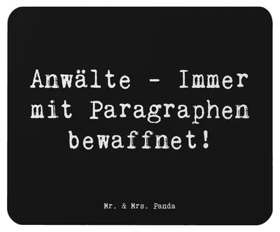 Produktbild von Mr. & Mrs. Panda Mouse Pad Spruch Anwalt Paragraphen - Schwarz - Geschenk, Rechtswesen, Einsatz, Geschenke für Berufstätige, Strafverteidigung, Mousepad, Mauspad, Beruf