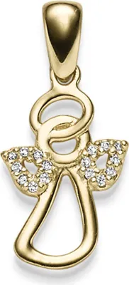 Produktbild von Anhänger Engel 10,5x22,5mm aus 585 Gold Gelbgold mit 16 Diamanten 0.08ct TW-SI