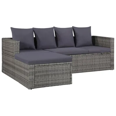 Immagine prodotto di Set Divani da Giardino 4 pz con Cuscini in Polyrattan Grigio