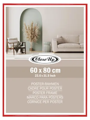 Produktbild von Roter Kunststoff Posterrahmen 60 x 80 cm mit bruchsicherer PVC-Scheibe für Hoch- und Querformat