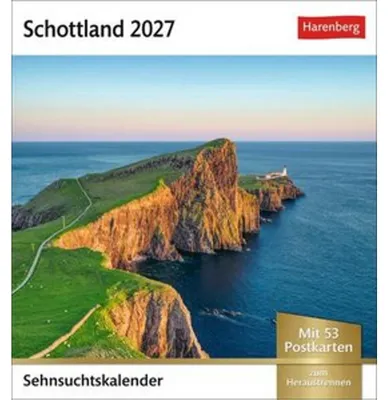 Obrázek produktu pro Kalendář „Touha po Skotsku“ 2027 – týdenní kalendář s 53 pohlednicemi