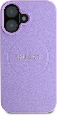 Image de Guess, Étui de protection MagSafe pour iPhone 16 au design texturé, Violet