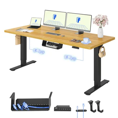 Produktbild von FLEXISPOT E1 Pro Elektrisch Höhenverstellbarer Schreibtisch 180x80cm 25MM EINTEILIGE TISCHPLATTE Doppelmotor 120KG Tragkraft, 4 Speicherplätze(Ahorn)