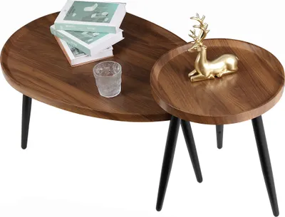 Obrázek produktu pro WISFOR Sada 2 postranních stolků, tvar kapky vody Konferenční stolek Konferenční stolek Set Table MDF Metal