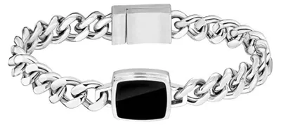 Productafbeelding van Modieuze stalen armband met onyx, model Odell 1580650 - Lengte: 19 cm