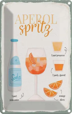 Produktbild von vianmo Blechschild 30x20 cm Aperol Spritz Cocktail Recipe