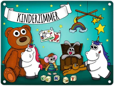 Produktbild von Honeycorns Metallschild mit Einhorn Kinderzimmer Motiv Metallschild Wandschild