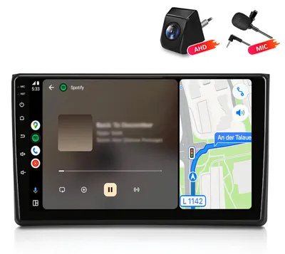 Immagine prodotto di Autoradio 4+64GB con telecamera e microfono, compatibile con Audi A4 8E 8H B6 B7 dal 2000 al 2009. Funzionalità: Carplay, Android Auto, radio multimediale, navigatore GPS, Wi-Fi, Bluetooth, DAB+, RDS, controllo al volante