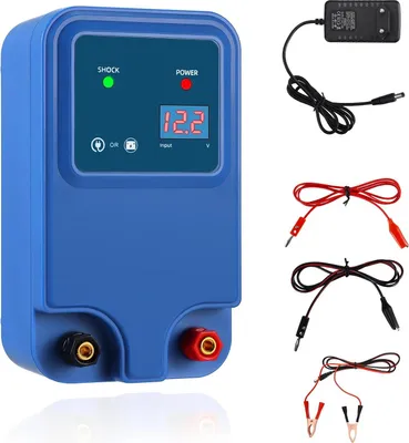 Produktbild von Weidezaungerät 10 km - Elektrozaun Stromgerät - 12 V Pulsgerät - Für Rinder und Schafe - Koppel- und Weidezaun - Blau