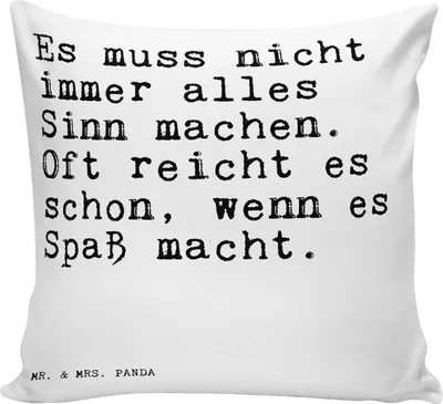 Produktbild von Mr. & Mrs. Panda Kuschel Kissen Es muss nicht immer... - Weiß - Geschenk, Sinnhaftigkeit, Spass, Polster, für sofa, Spruch Sprüche Weisheiten Zitate Lustig Weisheit Worte
