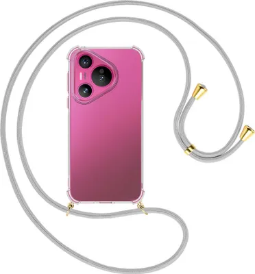 Produktbild von Handykette Backcover-Schutzhülle mit Band (Metall goldfarben) für Huawei Pura 70 - silbergrau