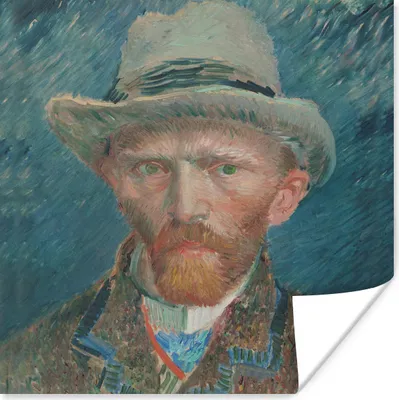 Produktbild von MuchoWow® Poster Selbstporträt 1887 - Gemälde von Vincent van Gogh 50x50 cm - Wohnzimmerdekoration