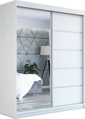 Produktbild von Schwebetürenschrank Kleiderschrank GAP 180 cm Schrank Garderobe Spiegel.Verschiedene Farben (Weiß, Schwarz, Somona). Möbel vom Hersteller!