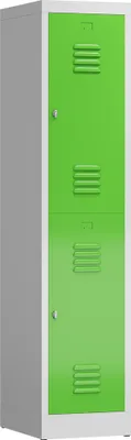 Produktbild von XL Spind Kleiderspind 1 Abteil 2 Fächer 1800 x 400 x 500 mm lichtgrau/gelbgrün X-523215