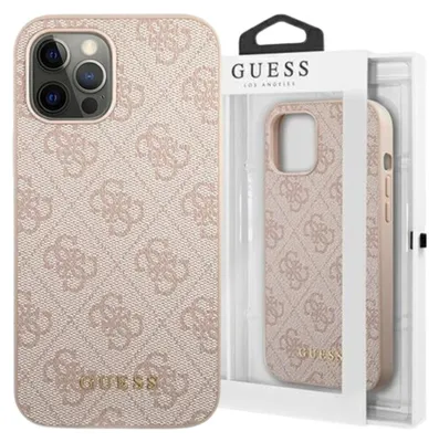 Zdjęcie produktu dla Guess 4G Metal Gold Logo – Etui iPhone 12 / iPhone 12 Pro (różowy)