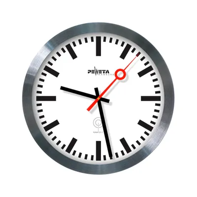 Image de PEWETA 51.150.325 Horloge murale radiocommandée Gare argentée 30,0 cm Aluminium