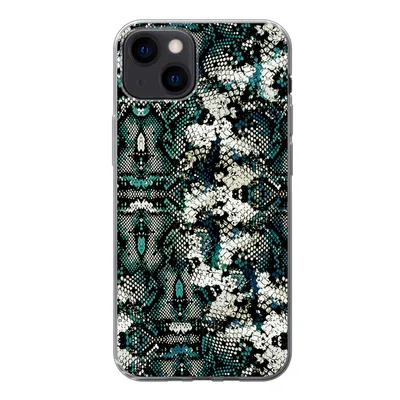 Produktbild von MuchoWow® Handyhülle Schutzhülle Hülle für iPhone 13 Tiermuster - Weiß - Türkis Silikon Softcase Handy Hülle - Karteninhaber