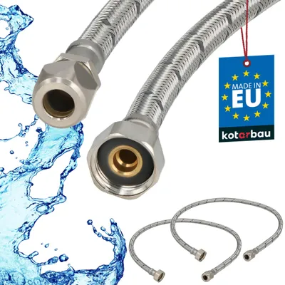 Immagine prodotto di KOTARBAU® 2 Pezzi Tubo Flessibile per Rubinetto 1/2" x 3/8" Tubo di Raccordo 80 cm Dado Girevole x Raccordo a Pressare   Acciaio Inox