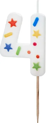 Immagine prodotto di Candela numero #4 | 5,5 cm coriandoli bianchi