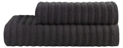Produktbild von 2 tlg Saunatuch Set - Schwarz - Saunatuch 80x200 + Handtuch 50x100 - 500g/m² - 100% Baumwolle