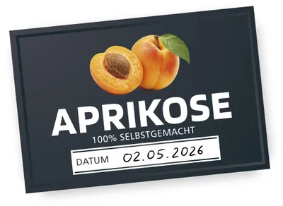 Produktbild von Itenga 50 x Marmeladenetikett Aprikose - schwarz - rechteckig 6x4cm