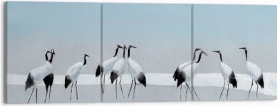 Produktbild von Bild auf Leinwand - Leinwandbild - 3 Teile - Vögel Kraniche Natur - 150x50cm - Wand Bild - Wanddeko - Wandbilder - Leinwanddruck - Bilder - Wanddekoration - Leinwand bilder - Wandbild - CA150x50-4921