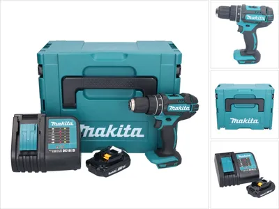 Immagine prodotto di Makita DHP 482 SY1J trapano a percussione a batteria 18 V 62 Nm + 1x batteria ricaricabile 1,5 Ah + caricabatterie + Makpac