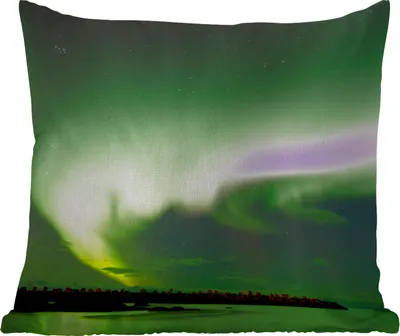 Produktbild von MuchoWow® Outdoor Kissen - Nordlichter - Grün - Norwegen - 45x45 cm - Wetterfest - Lounge Kissen - Fotokissen - Dekoratives Kissen