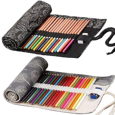 Produktbild von Kunstenaarsset, 2 Stück, 36 Locher Canvas Potloodrol, Reisetasche