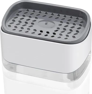 Image de Distributeur de savon 2 en 1 pour cuisine, gris, rechargeable