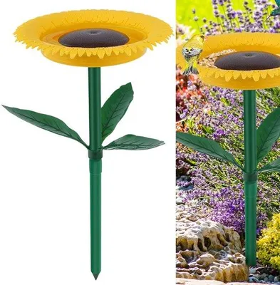 Image de Bain d'oiseaux en métal, 24 cm de diamètre, 43 cm de hauteur, nichoir avec socle fleuri, bain d'oiseaux pour l'hiver, pour l'extérieur, nichoir avec abreuvoir