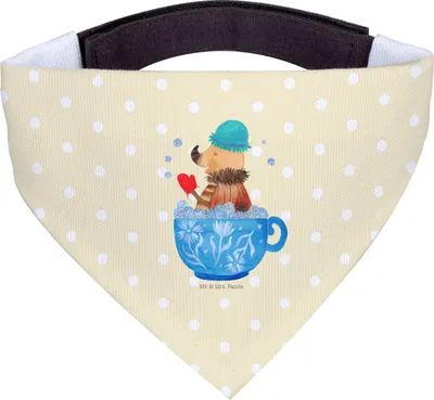 Produktbild von Mr. & Mrs. Panda Hund Halstuch Nachtfalter Schaumbad - Gelb Pastell - Geschenk, Zeitmanagement, Hundehalstuch, Bad, Lustige Sprüche, Hundeschal, Ziele, WC, Träumen, Tuch