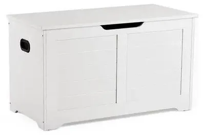 Produktbild von Sitzbank mit Stauraum - Spielzeugtruhe - 80x40x46 cm - Spanplatte - Weiß
