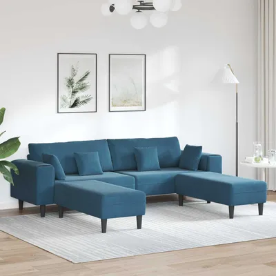 Immagine prodotto di vidaXL Divano, 3 posti, blu, in velluto