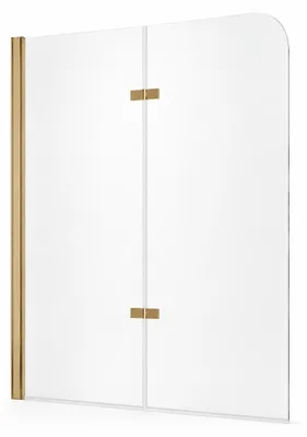 Produktbild von Badplaats Duschwand für Badewanne Austin 100 x 140 cm Gold - Drehbare Duschtrennwand mit 5 mm ESG Sicherheitsglas, Nano-Beschichtung
