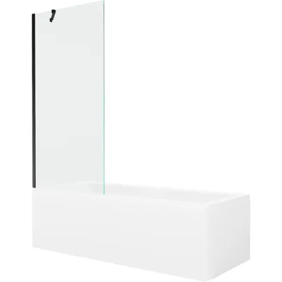 Obrázek produktu pro Mexen Cubik obdélníková vana 160 x 70 cm s pláštěm 1-křídlovou zástěnou 80 cm, Průhledné, Černá - 550316070X9508000070