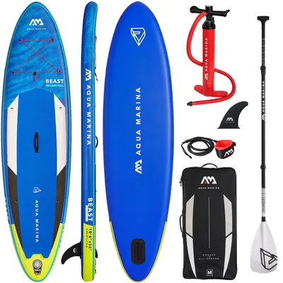 Image de AQUA MARINA BEAST SUP Board Stand Up Paddle aufblasbar Surfboard SOLID Fiberglass Paddel