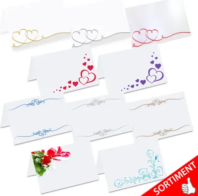 Image de PRICARO Cartes de table "Cœurs courbes", rouge, 50 pièces
