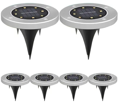6er-Set Solarleuchten, 8 LED, IP65, für Garten & Wege