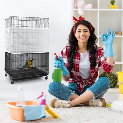 Produktbild von Verstellbare Vogelkäfig-Netzabdeckung Vogelkäfig Samenfallfänger Weichrockschutz Vogelkäfig Nylonnetz für Papagei Wellensittich Ara (weiß 787 x 15 Zoll) Vogelkäfig